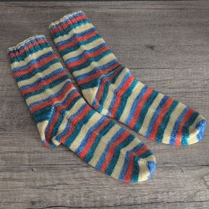 Striped Multicolor Hand Knit Socks